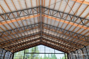 The Clear Span Truss design creates a wide open space inside your Pre-Fab Airplane Hangar.